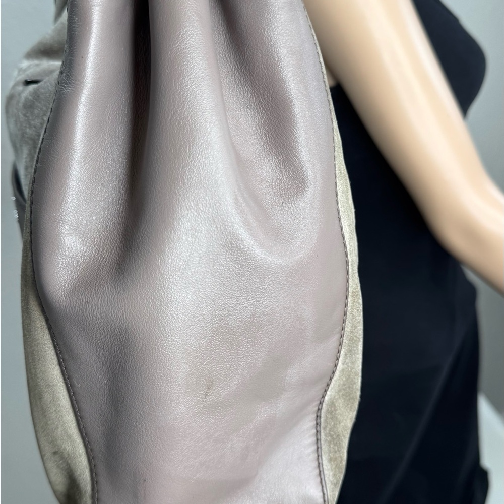 Michael Kors Medium Bucket Tote‎ Taupe Suede & Leather Hobo Shoulder Bag - Picture 4 of 9